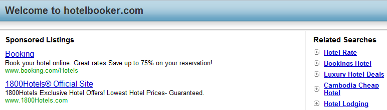 hotelbookingengine Screenshot of a domain squatter