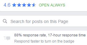 FaceBook page response time snippet
